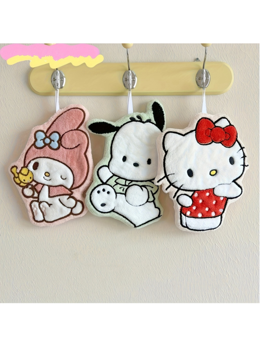 #FAM-100 Sanrio Character Plush Hanging Hand Towels Set of 3